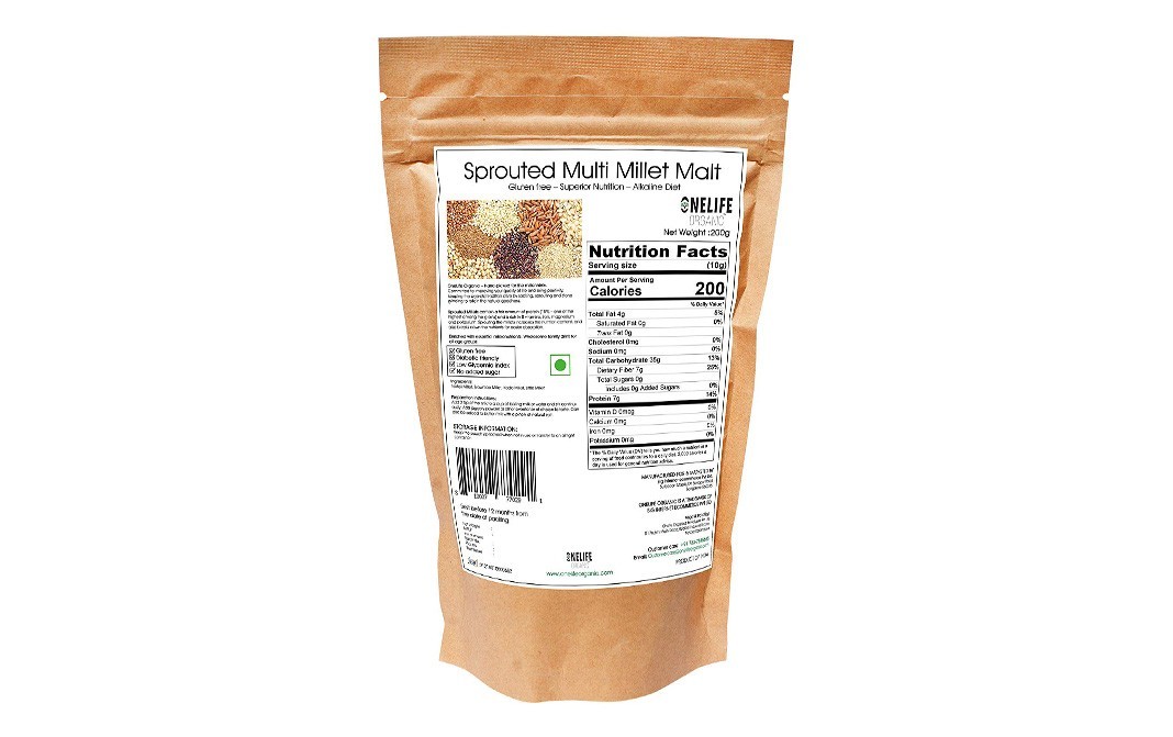 Onelife Organic Sprouted Multi Millet Malt    Pack  200 grams